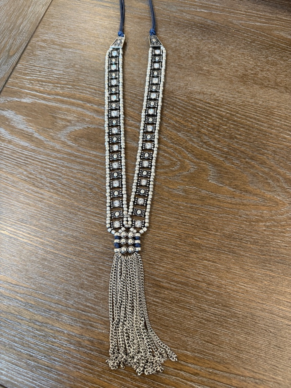 Chico's Ivory Beaded Trim with Black Accents